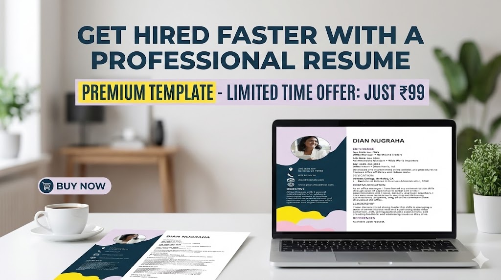 Professional Resume Template – Modern, Creative & Fully Editable (Just ₹99)